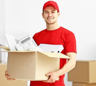 National Movers mover carrying a packed box
